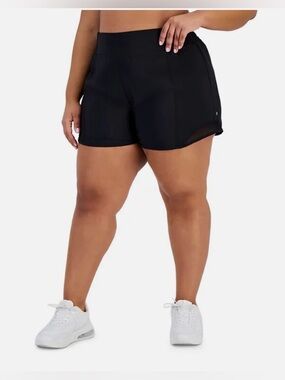 🆕 ID Ideology Solid Black Elastic Back Woven Running Shorts Plus Size 2X